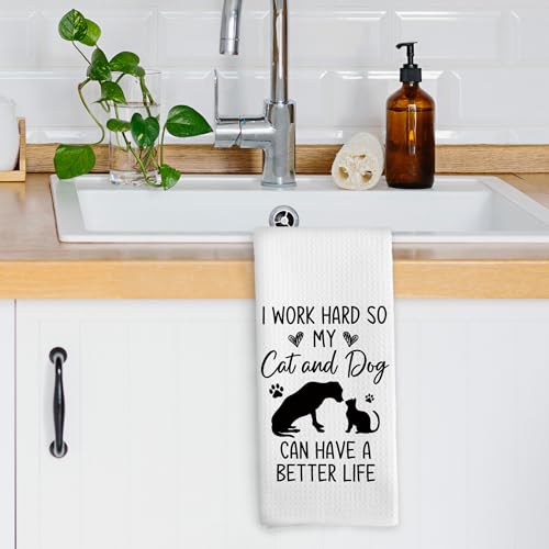 Funny Dog and Cat Kitchen Towels – 16x24 Inch Microfiber Hand Towels