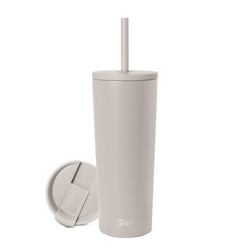 Simple Modern Insulated Tumbler with Lid and Straw | Iced Coffee Cup Reusable Stainless Steel Water Bottle Travel Mug | Gifts for Women Men Her Him | Classic Collection | 24oz | Almond Birch