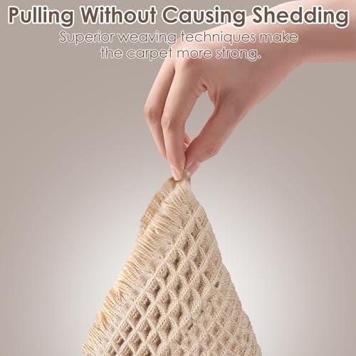 Super Absorbent Waffle Bath Mat with Tassels - Non-Slip, Soft, Quick Dry, 17"x24" Khaki