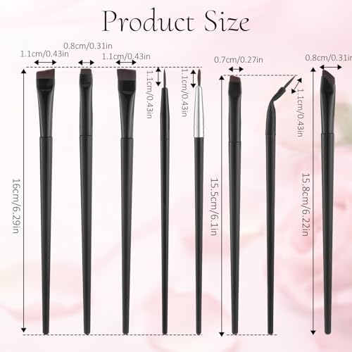 Styquenzer 8 Pcs Eyeliner Brush Set - Angled, Flat & Fine Point Eye Brushes