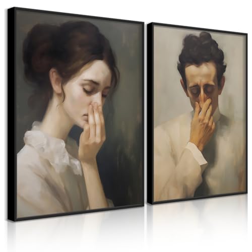 Funny Bathroom Wall Art Set - 2pcs 8x10 Humor Canvas Prints