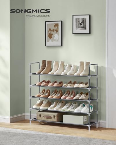 SONGMICS Grey 5-Tier Shoe Rack, 37-Inch Shoe Storage Organizer for Closet & Entryway