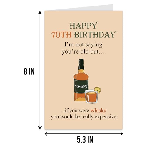 Funny 70th Birthday Card for Whiskey Lovers | Qiliji