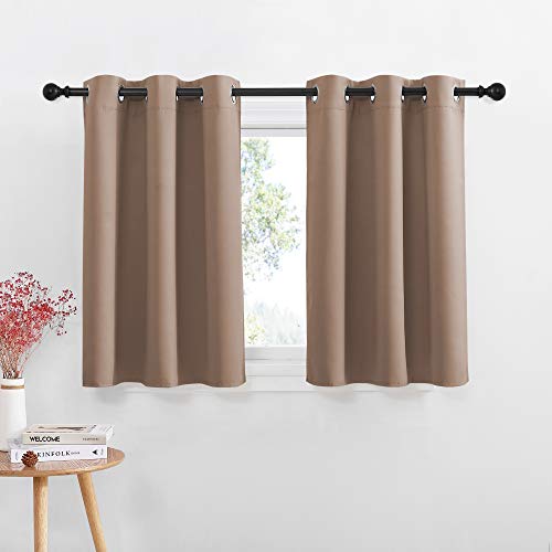 NICETOWN Blackout Short Curtains - 42"W x 36"L Cappuccino, Set of 2