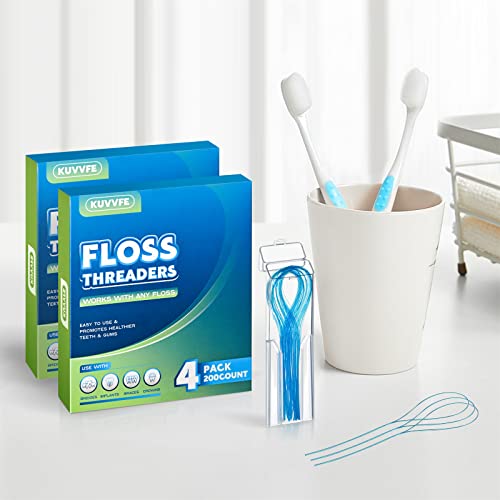 Kuvvfe Floss Threaders for Braces, Bridges and Implants 200 Count