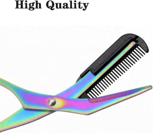 2-Piece Stainless Steel Eyebrow Grooming Scissors with Built-In Comb