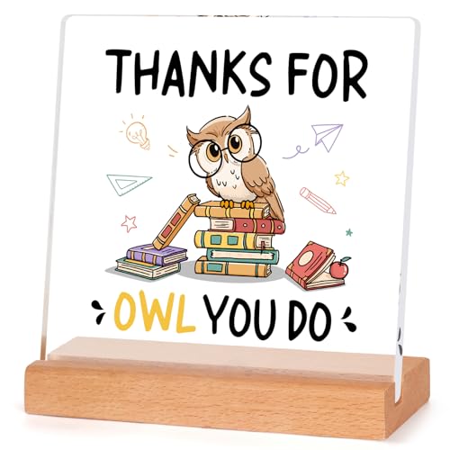 Teacher Appreciation Gift Owl Acrylic Desk Plaque - Meaningful Present