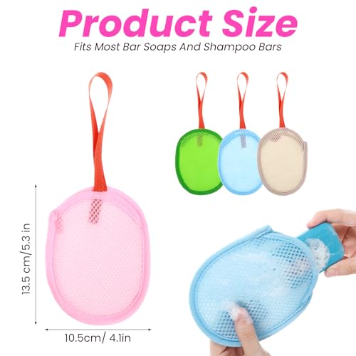 Mesh Exfoliating Soap Bag 4-Pack - Bar Soap Pouch and Scrubber