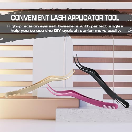 2-in-1 Eyelash Extension Tweezer with Comb Stainless Steel Rose