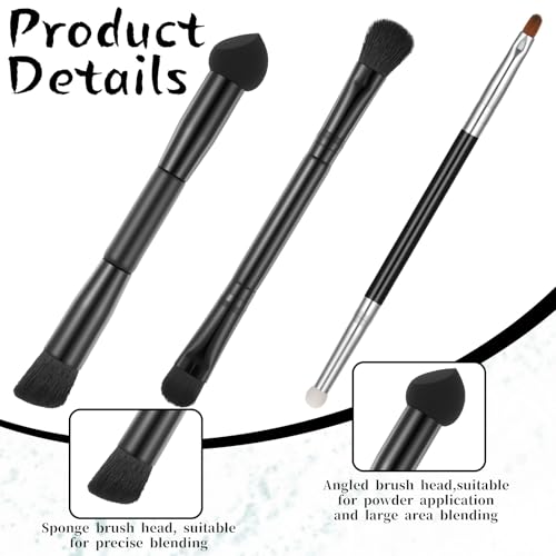 Aiyorse 3 Pcs Dual Ended Hairline Concealer Brush Set with Sponge Tip
