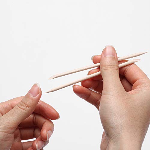 Borogo 100 Pcs Orange Wood Nail Sticks Double Sided Cuticle Pusher