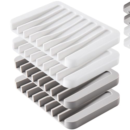 Mcyye 4-Pack Self-Draining Silicone Soap Dish and Sponge Holder