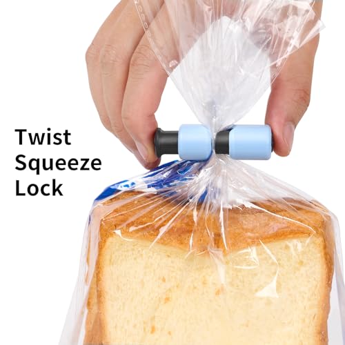 VALUCKEE Squeeze and Lock Bread Bag Clips - 10 Pack, Bright Colors