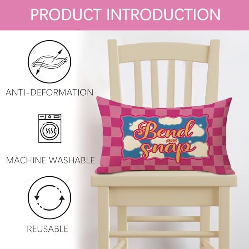 Funny Movie Quote Decorative Throw Pillow Cover 12x20 - Pink Plaid