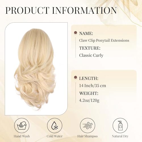 MODERN QUEEN 14-Inch Wavy Curly Jaw Clip Ponytail Extension
