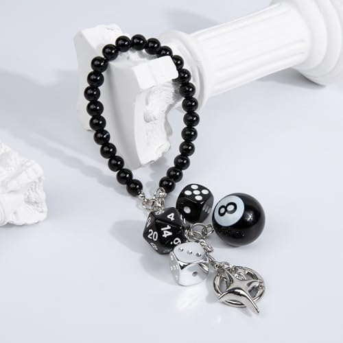 YGMONER 8 Ball Dice Car Mirror Accessory - Short Chain