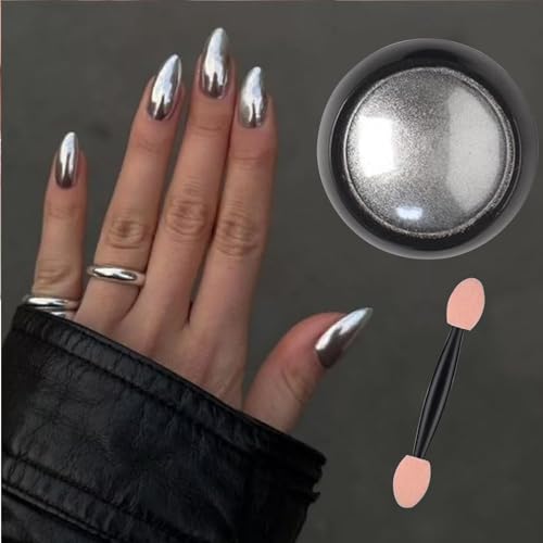 Vonrui Silver Chrome Nail Powder - Metallic Mirror Effect Pigment Dust