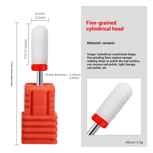 TIKMNO Ceramic Nail Drill Bits Set - 4 Pcs 3/32 Inch Professional Efile Bits