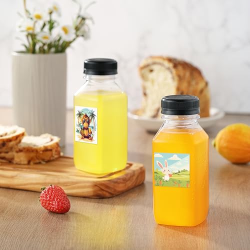 6-Pack 10oz Reusable Juice Bottles with Cute Animal Labels