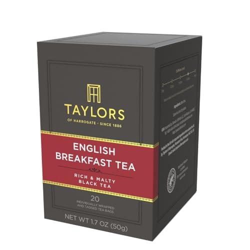 Taylors of Harrogate English Breakfast Black Tea 20ct Pack of 6 – Full-Bodied & Rich Flavor