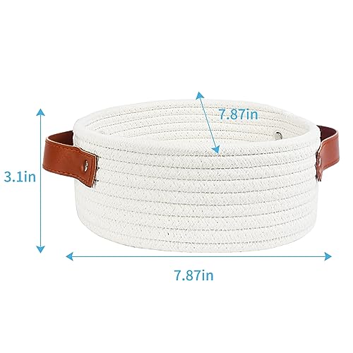 ABenkle Mini Cotton Rope Storage Basket - White Decorative Organizer