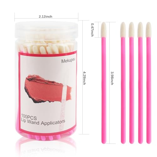 Disposable Lip Wands Applicator 100 Pcs Rose Red Lipstick Brushes