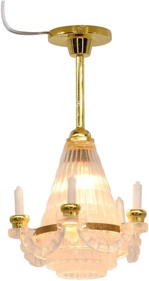 iLAND Miniature Dollhouse Lights - Classic Candle Chandelier with Plug | 1/12 Scale Accessories