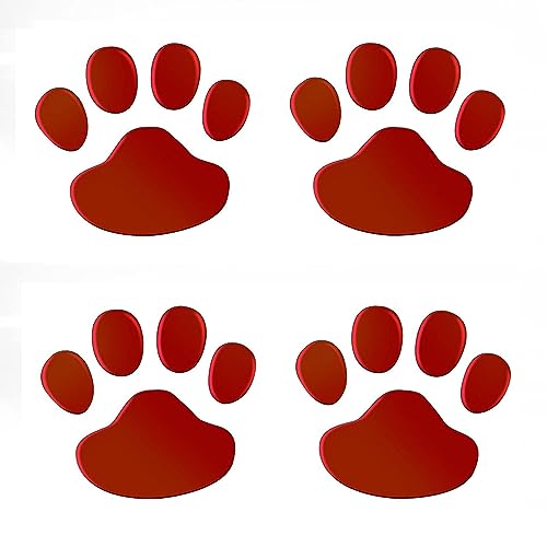 Booge 3D Dog Paw Footprint PVC Car Sticker Decal 2 Pair - Red