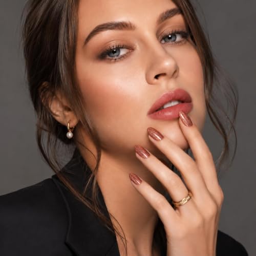 Rose Gold Shimmer Gel Nail Wraps - Semi-Cured UV Nail Art Strips