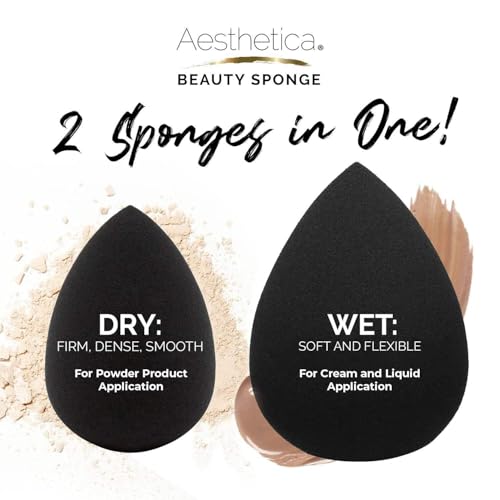 Aesthetica Makeup Sponge Blender - Latex-Free Vegan Beauty Blender for Foundation, Cream & Powder