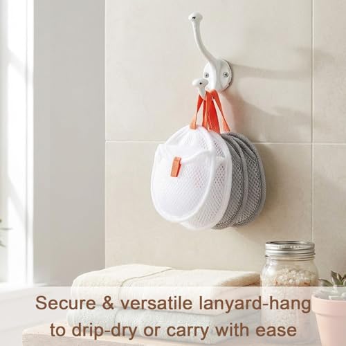 Mesh Soap Saver Bags 4-Pack, Exfoliating Bar Soap Pouch with Drawstring