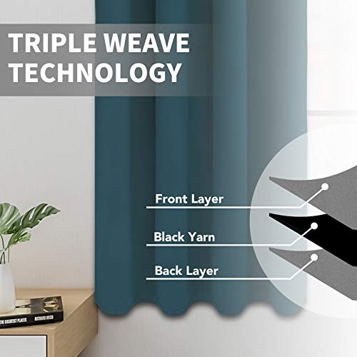 Easy-Going Thermal Blackout Curtains - 2 Panels 52x46 in, Bluestone