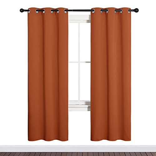 NICETOWN Blackout Curtains - 34 x 72 Inch Grommet Drapes, Burnt Orange (Pair)