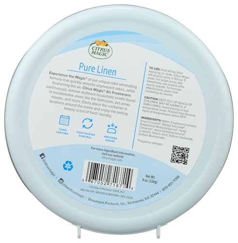 Citrus Magic Pure Linen Solid Air Freshener - 8 Oz Odor Eliminator, Pack of 1