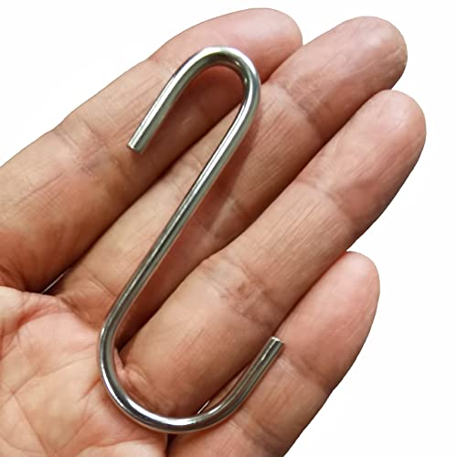 LU2000 Heavy Duty Stainless Steel S-Hooks - 2.4 Inch Pot Rack Hangers (10 Pack)
