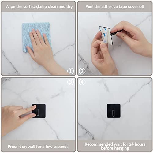 Heavy Duty Adhesive Hooks - Long Stainless Steel Towel Holder