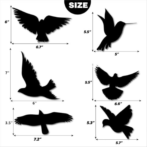 Black Bird Window Clings - 16 Piece Anti-Collision Decals for Glass