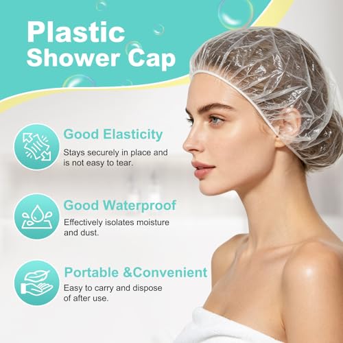 150Pcs Disposable Shower Caps Waterproof Large Plastic Hair Covers