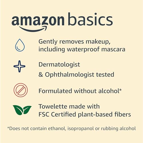 Amazon Basics Fragrance-Free Makeup Remover Wipes, 25 Count