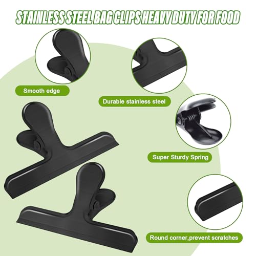PTAZSCTC 6-Pack Medium Stainless Steel Chip Clips - Heavy Duty Bag Sealers