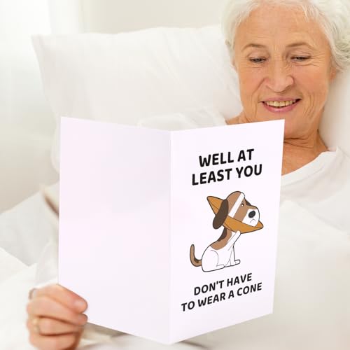 Funny Get Well Card with Envelope - 8x5.3in Cute Dog Design