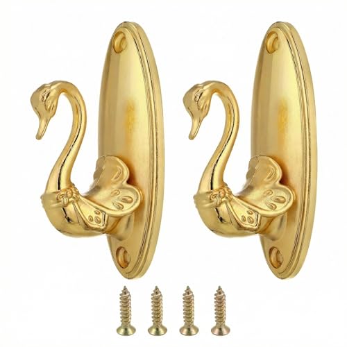 Elegant Swan Design Curtain Tiebacks - Brass Holdbacks for Windows