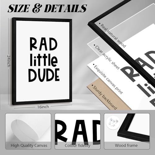 Rad Little Art Wall Decor Canvas Art for Boys Room - Framed 16x24 Inch