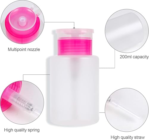 200PCS Lint Free Nail Wipes and Pump Dispenser Bottle, Pink
