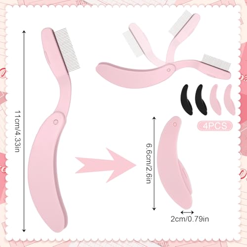 Tweruna 4-Pack Folding Eyelash Separator Tool with Stainless Steel Teeth