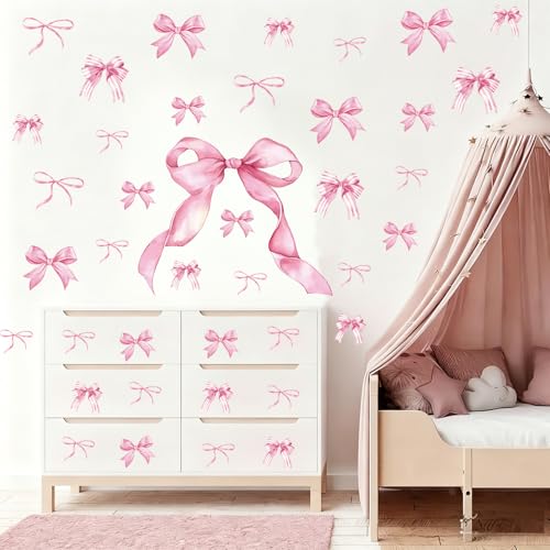 Pink Bow Wall Stickers - 50 PCS Peel and Stick Bow Decals