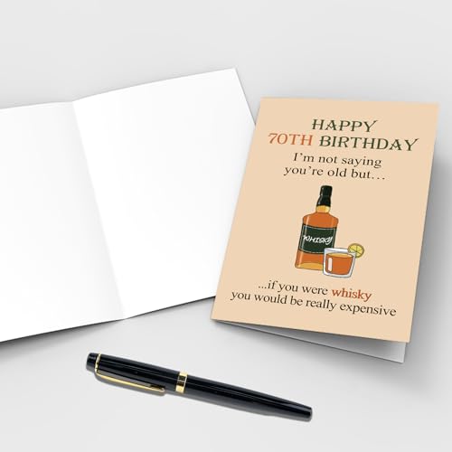 Funny 70th Birthday Card for Whiskey Lovers | Qiliji