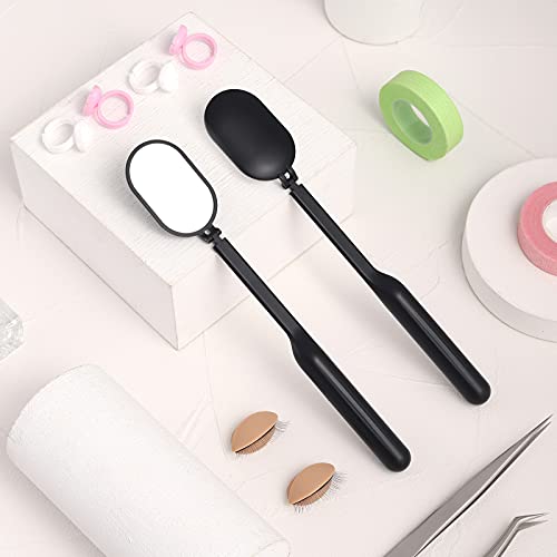 Miuffue Foldable Lash Mirror for Eyelash Extensions, 270° Rotating Black