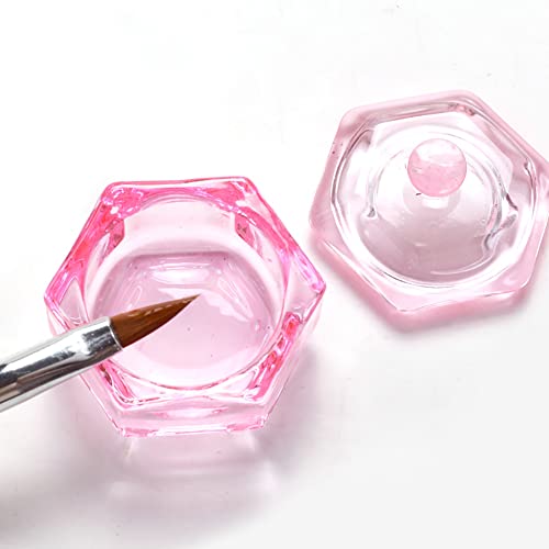 Glass Nail Dappen Dishes with Lids 2 Pcs Powder Liquid Holders