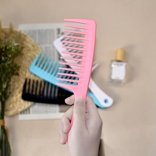 Wide Tooth Detangling Comb 4-Pack - Large Hair Styling Comb for Curly Hair